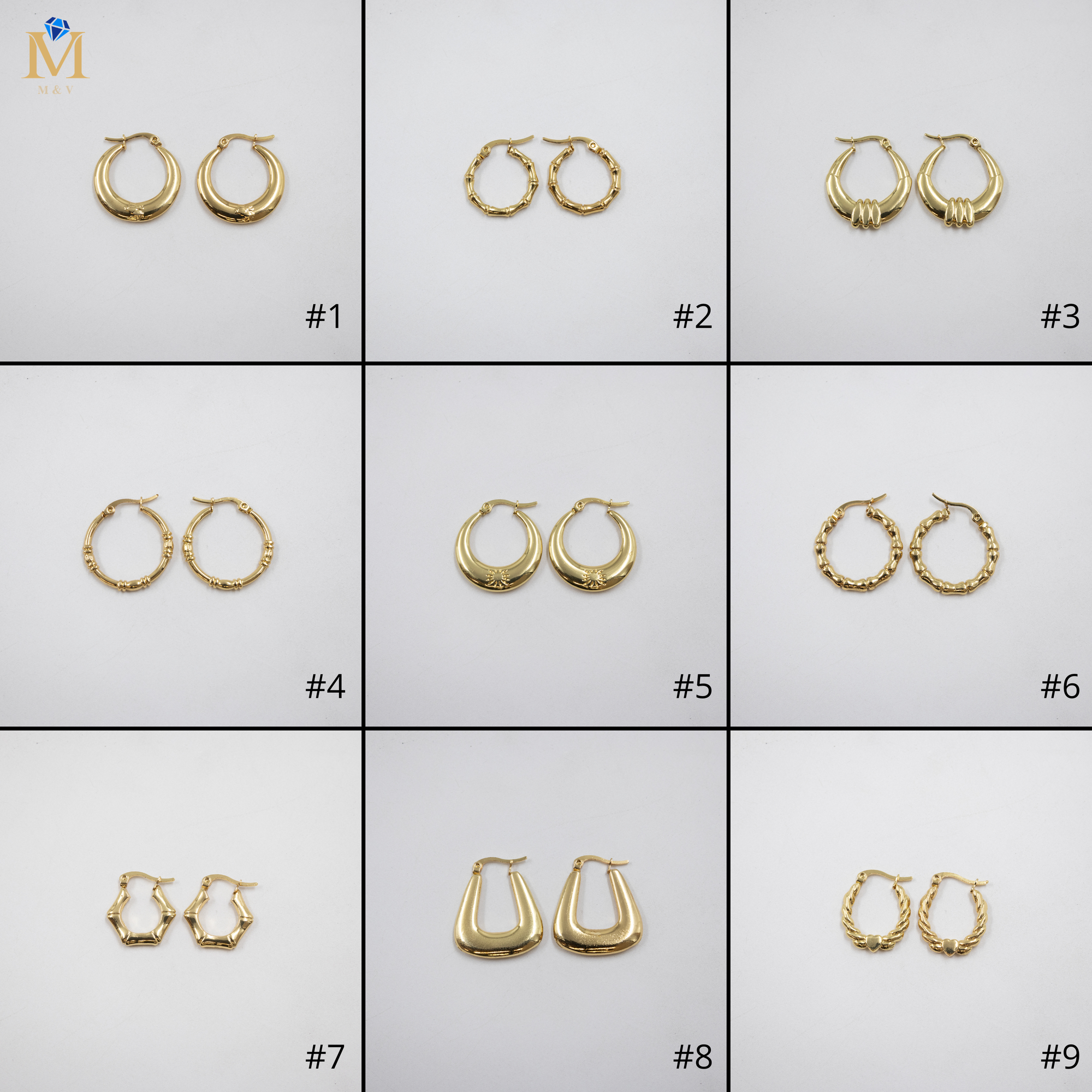 Aretes Dorados Chicos M5 Oro Laminado