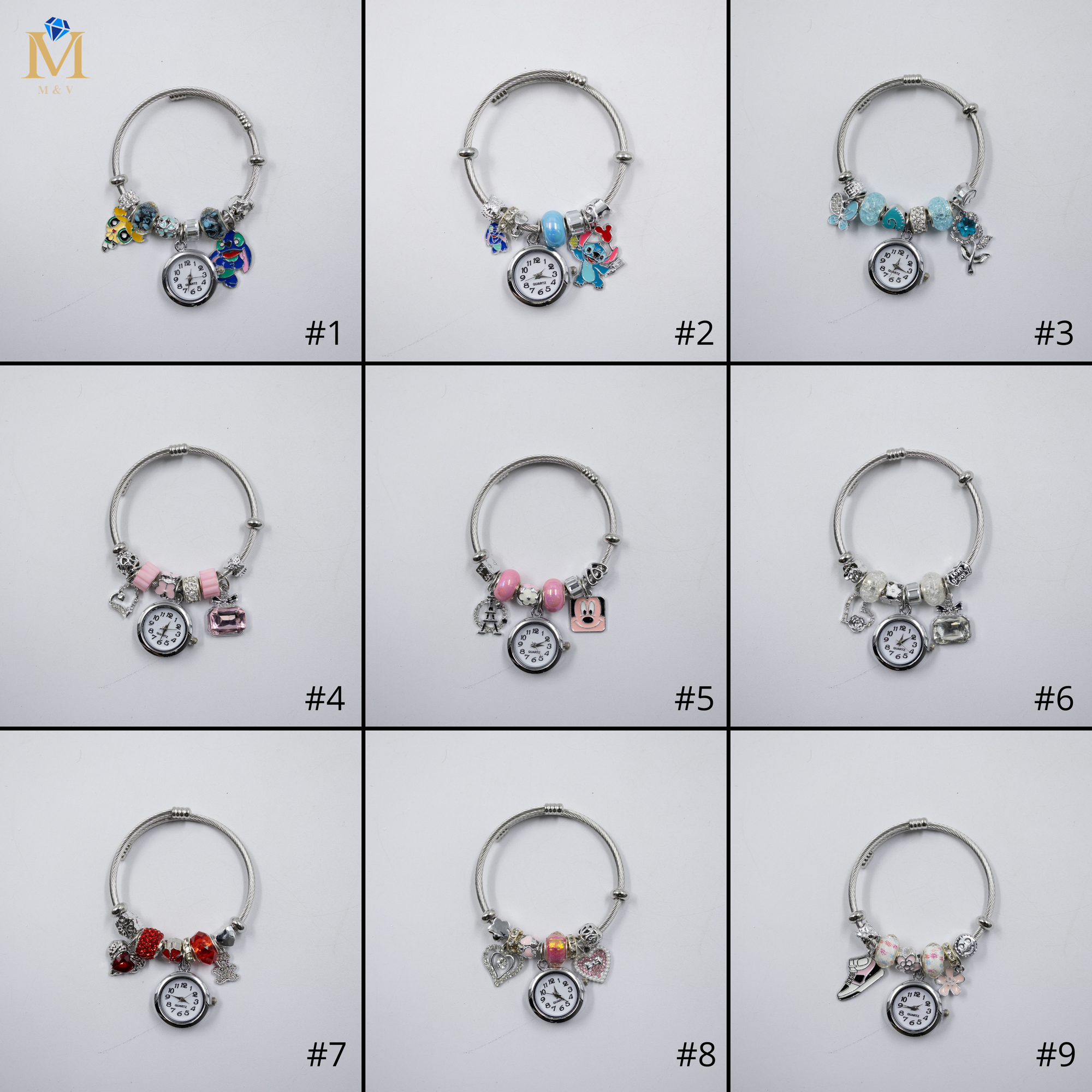 Pulsera tipo Pandora Plateadas M21 Oro Laminado