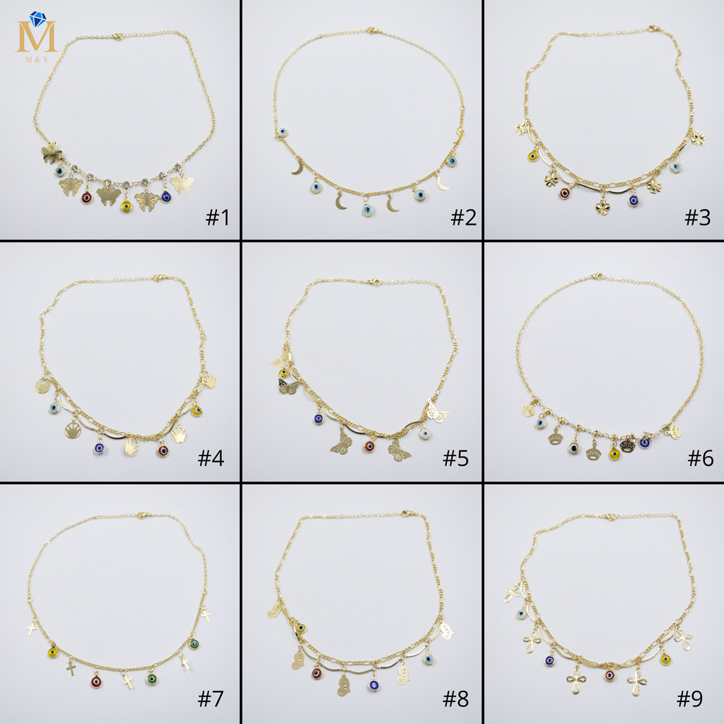 Collar Dorado con Dije de Ojo Turco M1 Oro Laminado