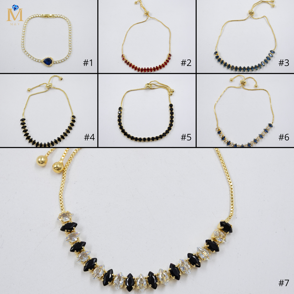 Pulseras Doradas con Piedras M9 Oro Laminado