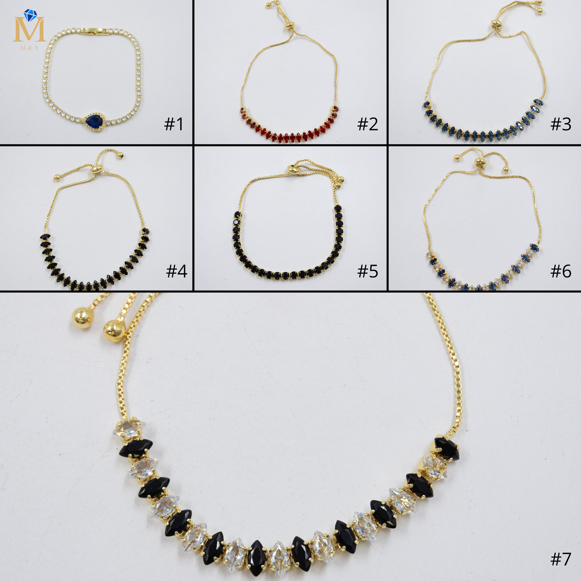 Pulseras Doradas con Piedras M9 Oro Laminado
