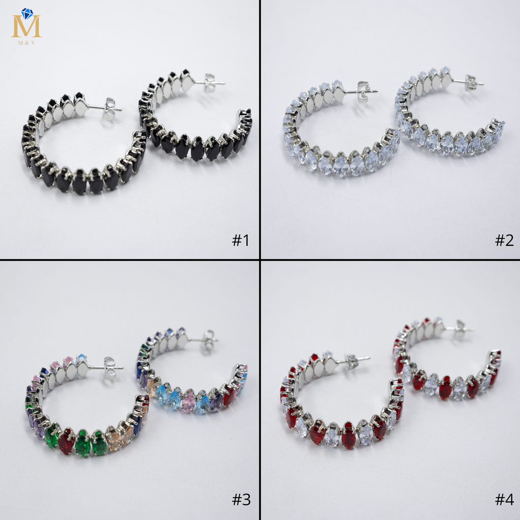 Aretes Plateados con piedras de color M6 Oro Laminado