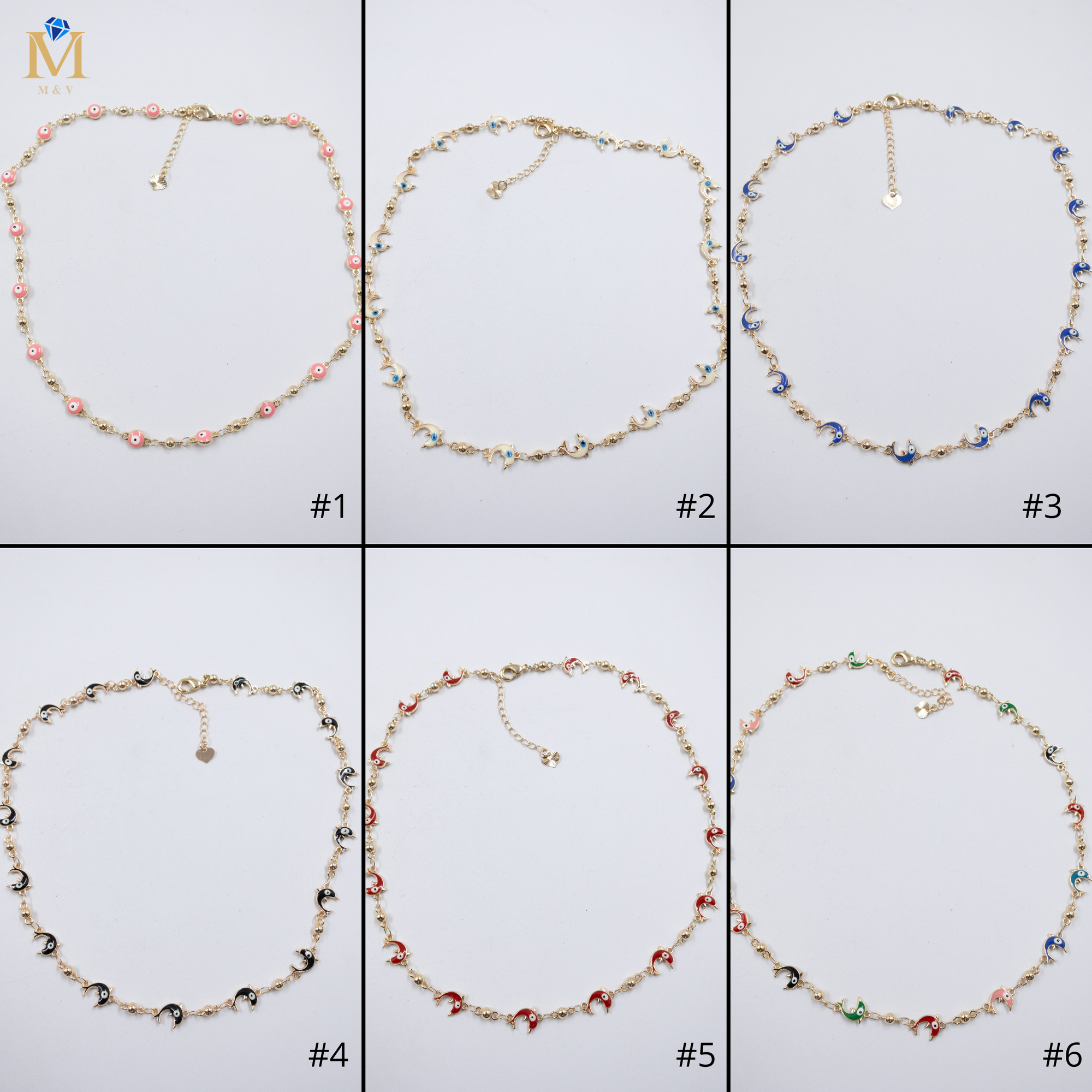 Collar Dorado de Ojo Turco M6 Oro Laminado