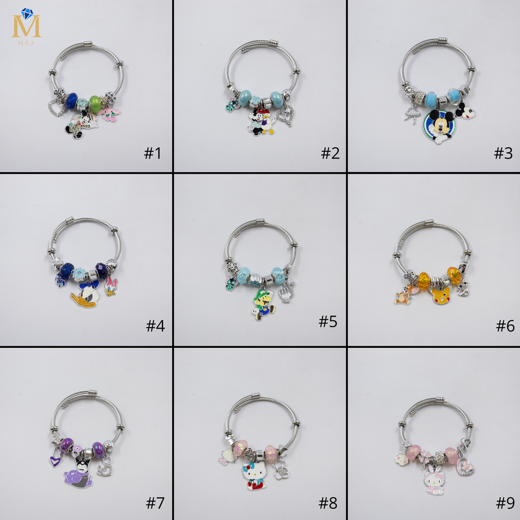 Pulsera tipo Pandora Plateados M9 Oro Laminado