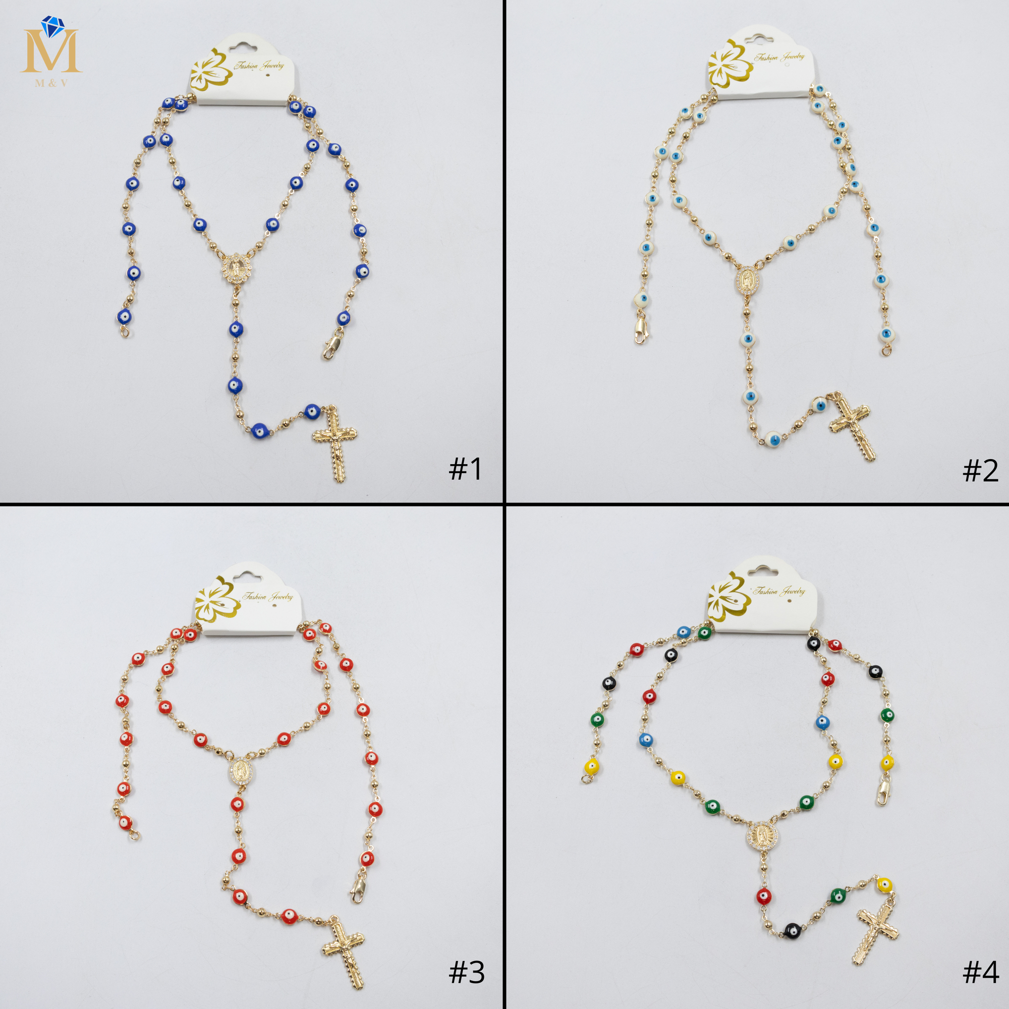 Rosarios Dorados de Ojo Turco M1 Oro Laminado