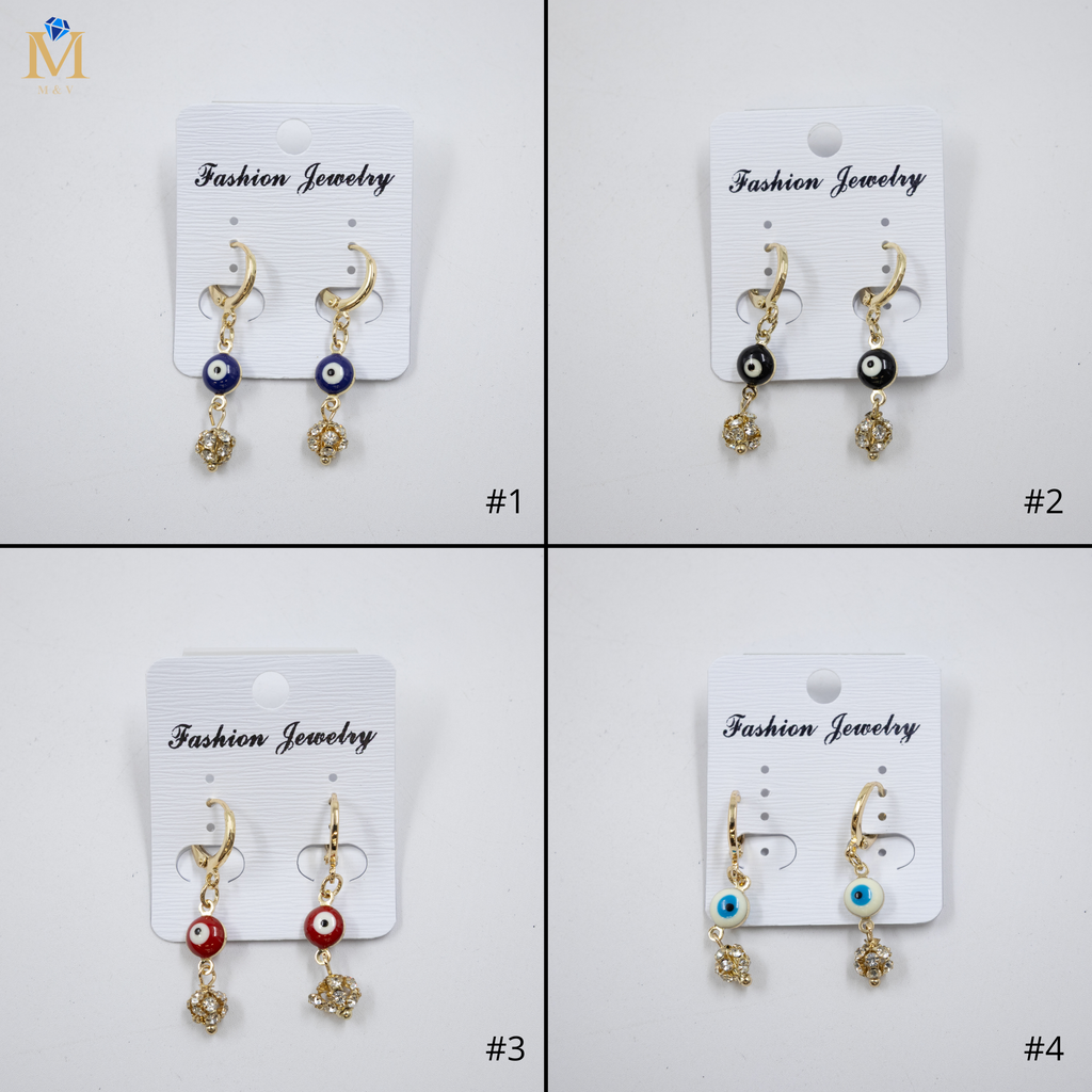 Arete Dorado de Ojo Turco con Piedras M1 Oro Laminado