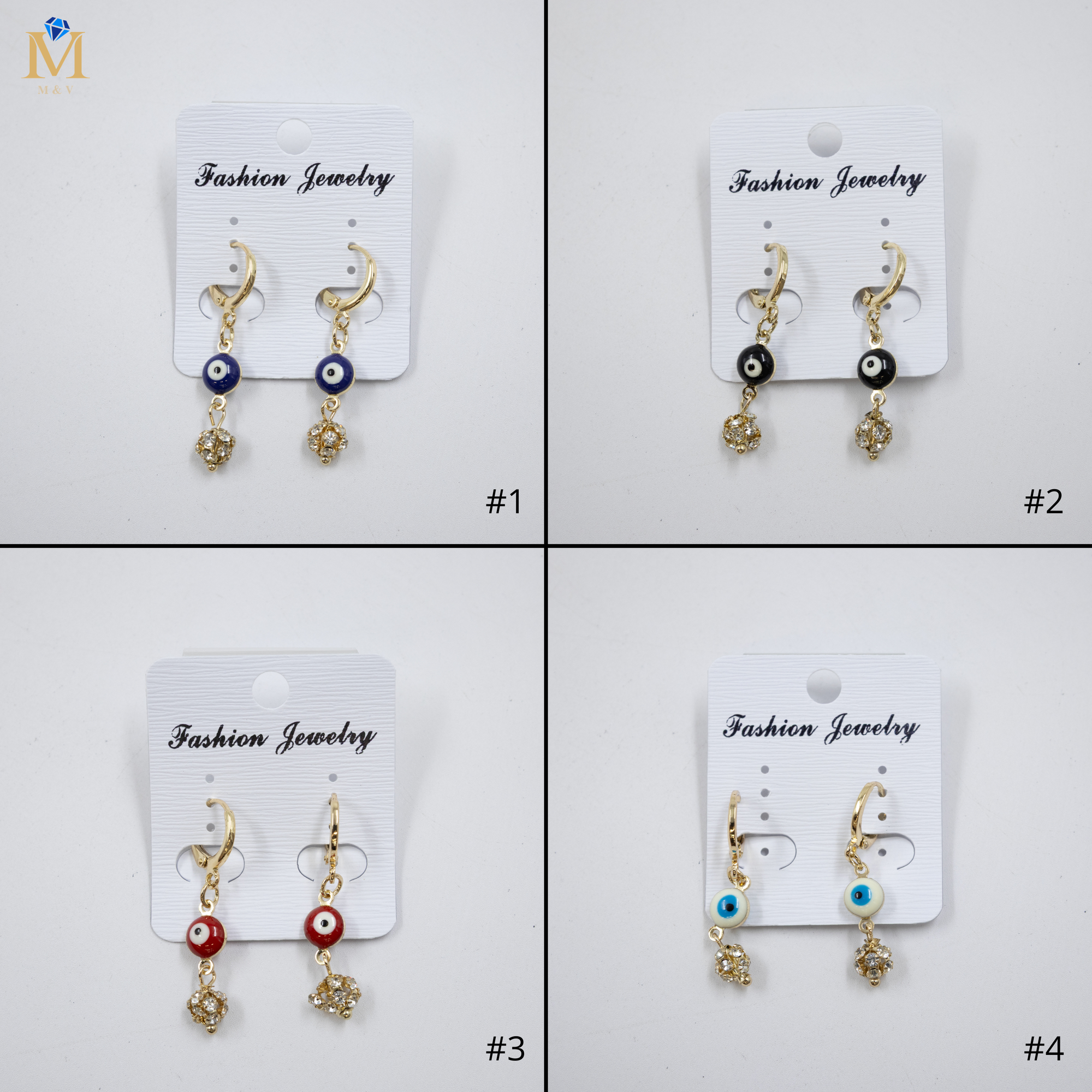 Arete Dorado de Ojo Turco con Piedras M1 Oro Laminado