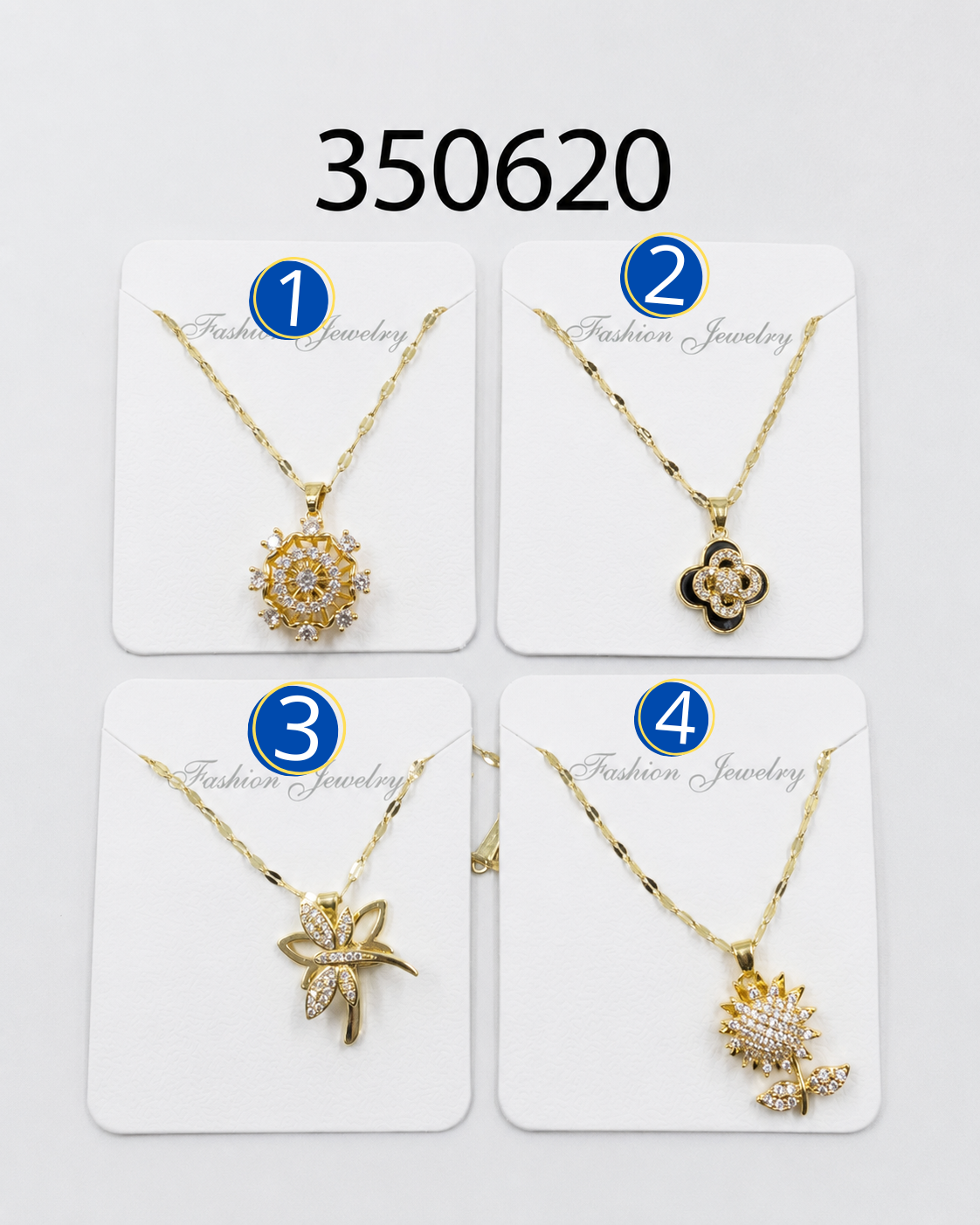 Collares Dorados con Dije Giratorio M6 Oro Laminado