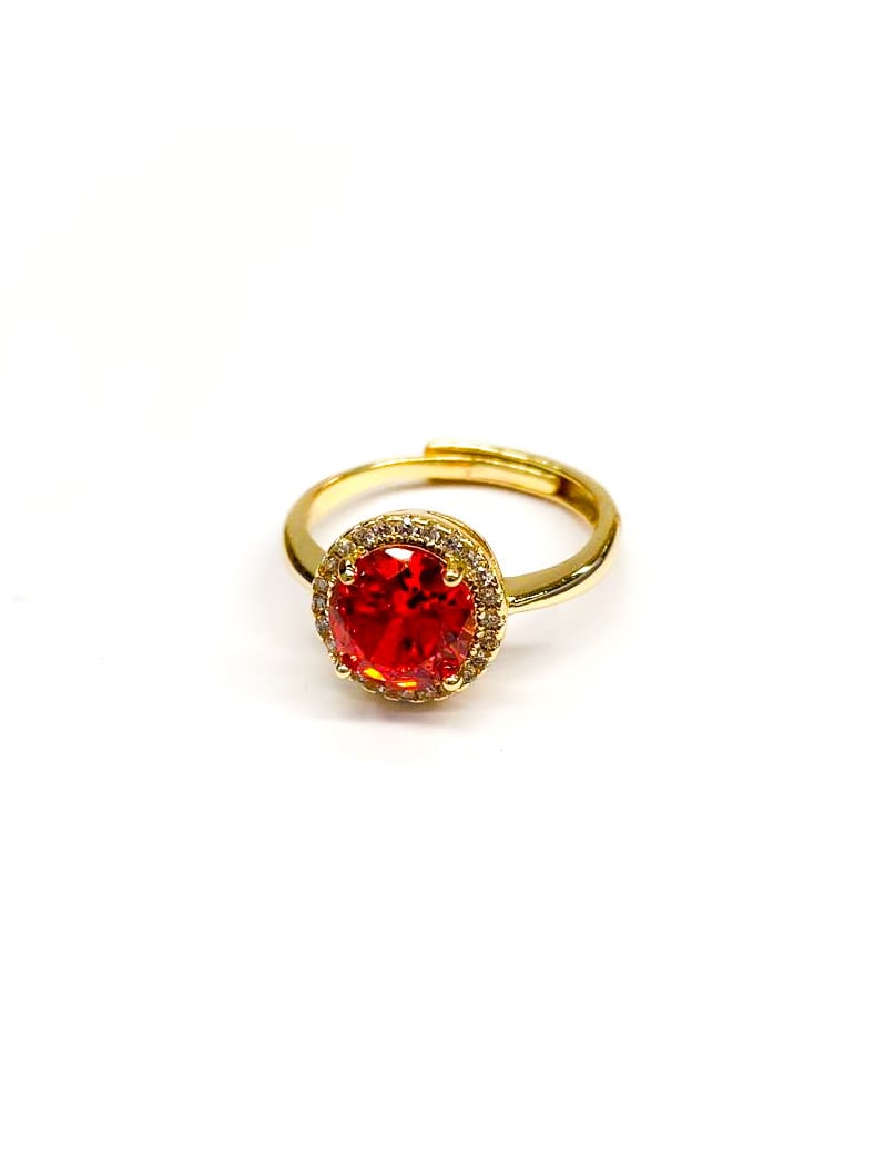 Anillo Dorado Piedra de Colores Ajustable Oro Laminado