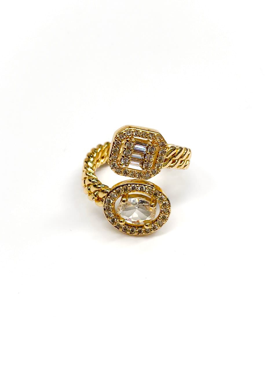 Anillo Dorado Piedra de Colores Ajustable Oro Laminado