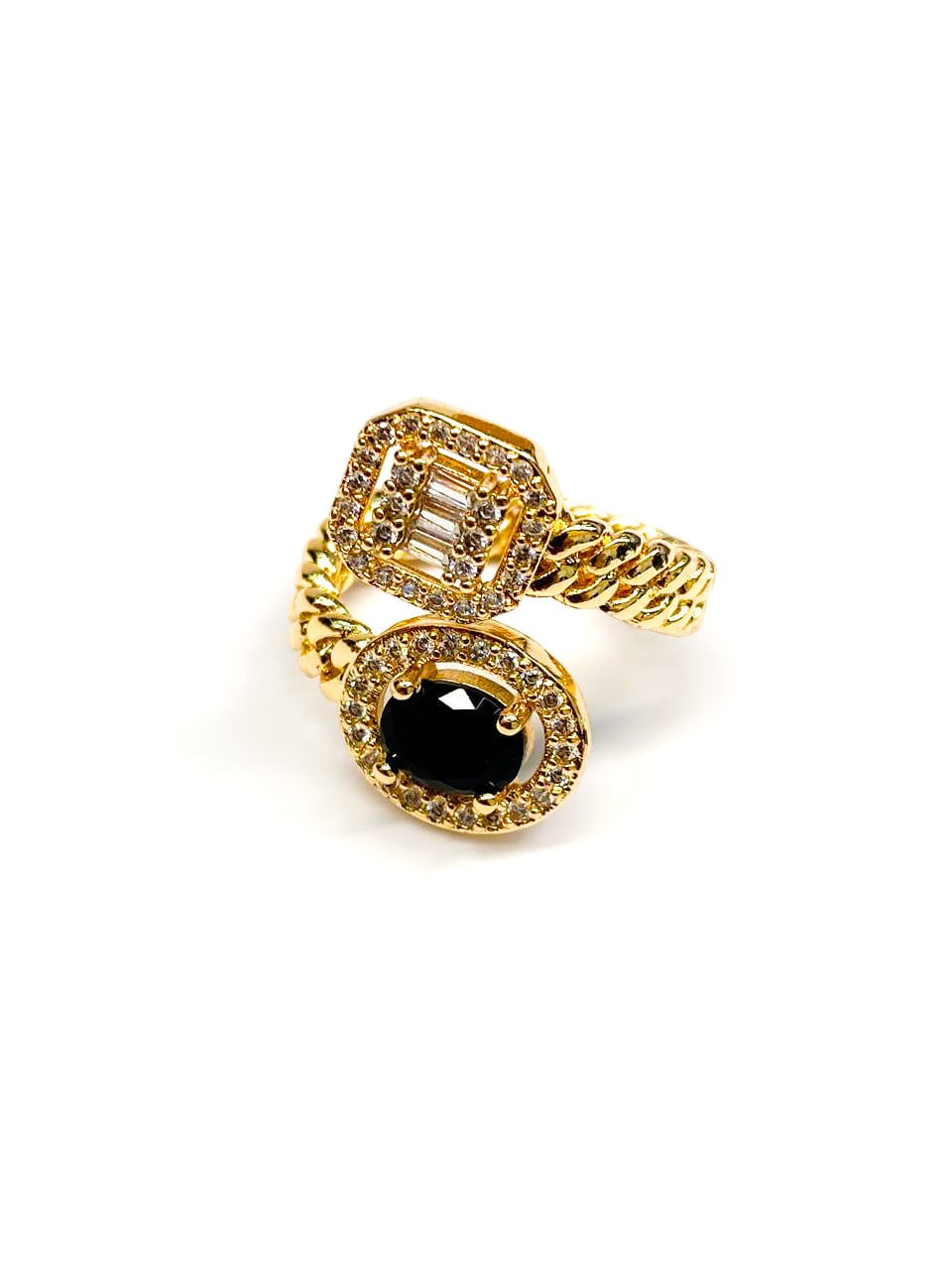 Anillo Dorado Piedra de Colores Ajustable Oro Laminado