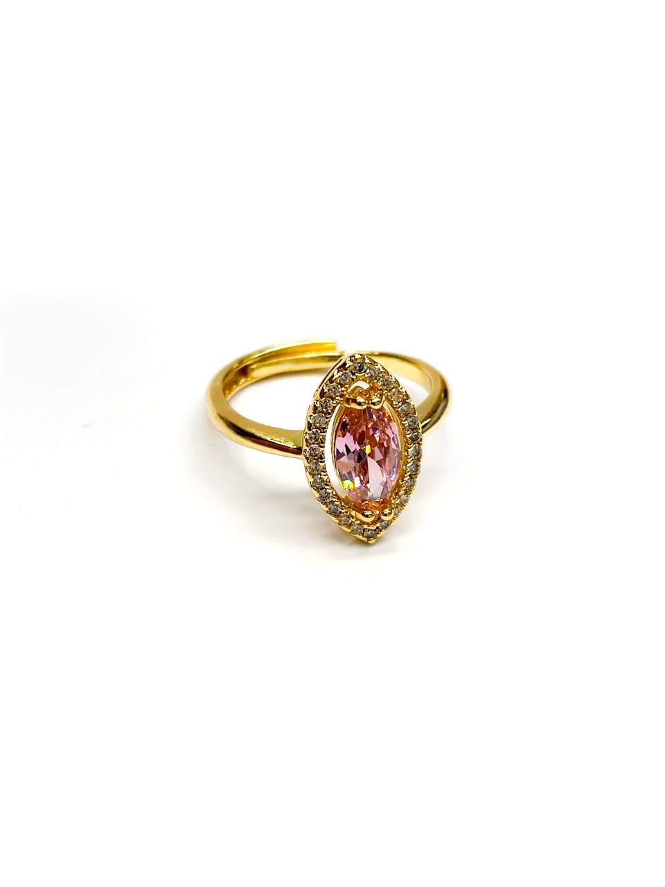 Anillo Dorado Piedras de Colores Ajustable M2 Oro Laminado