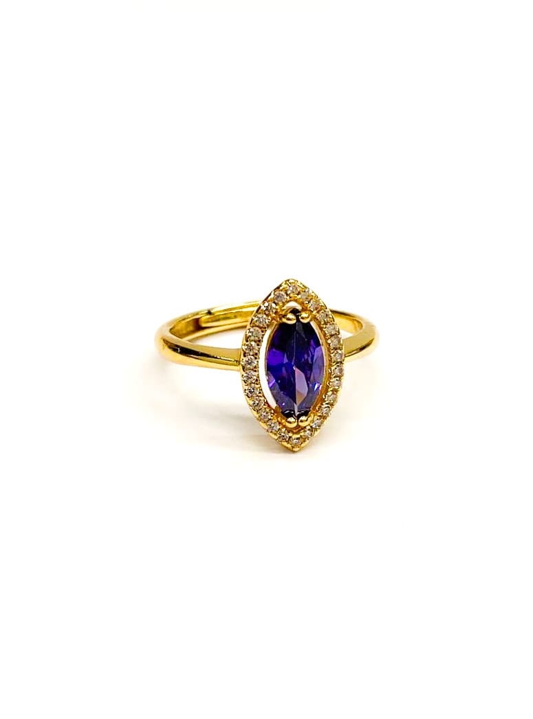 Anillo Dorado Piedras de Colores Ajustable M2 Oro Laminado