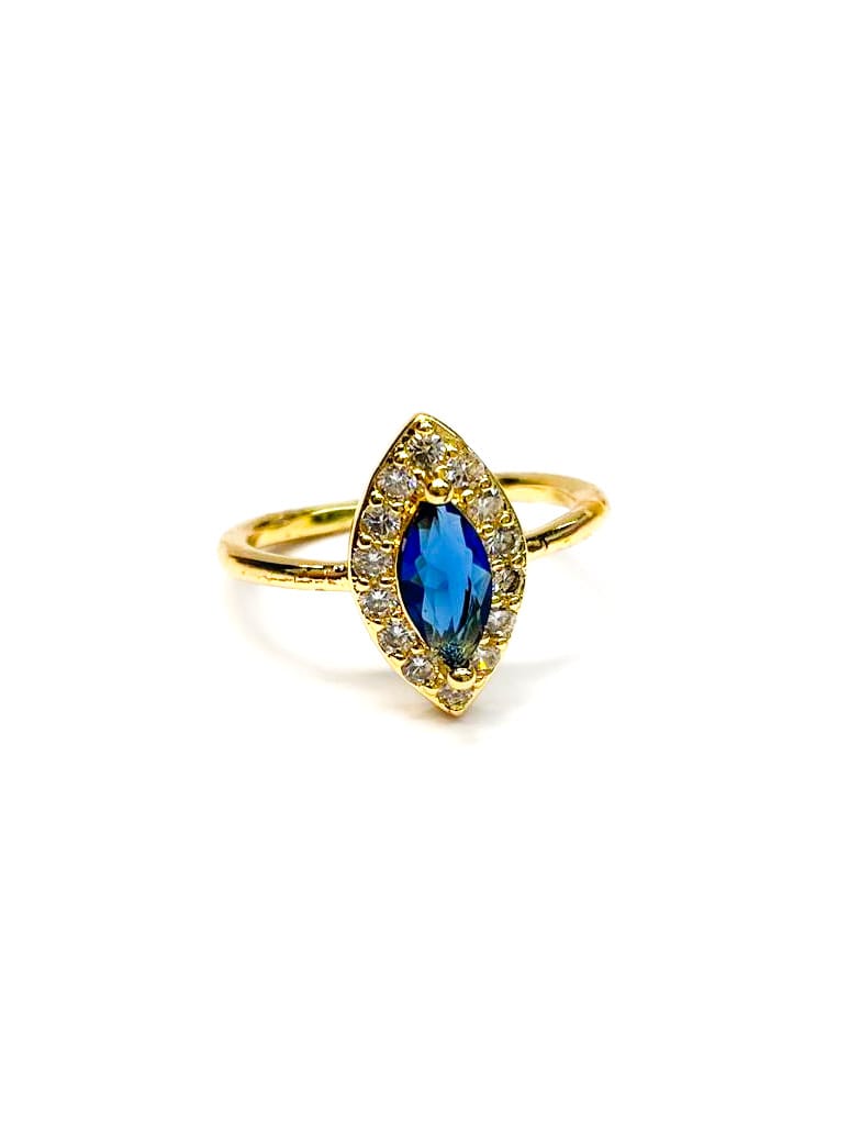 Anillo Dorado Piedra de Colores Ajustable M3 Oro Laminado