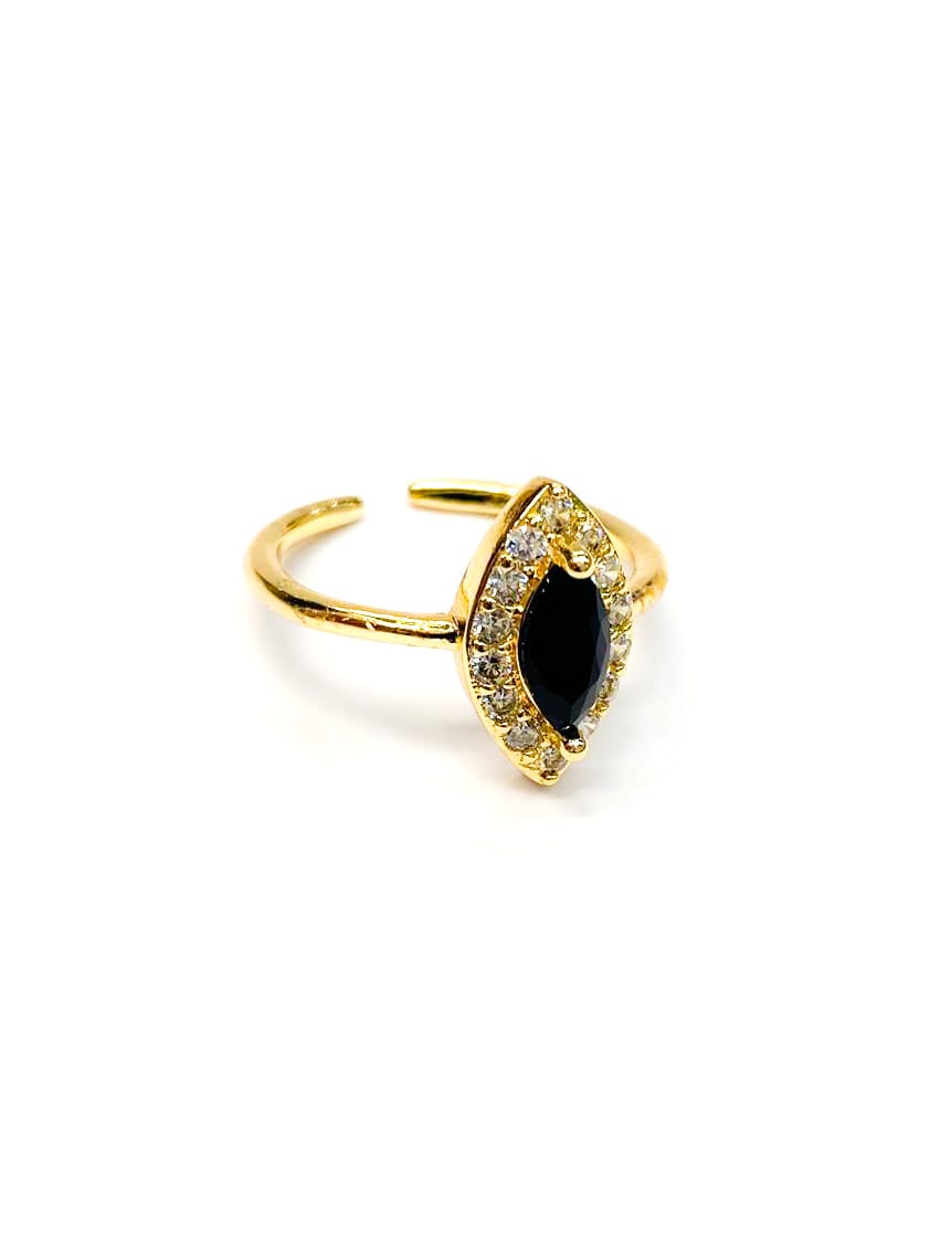 Anillo Dorado Piedra de Colores Ajustable M3 Oro Laminado