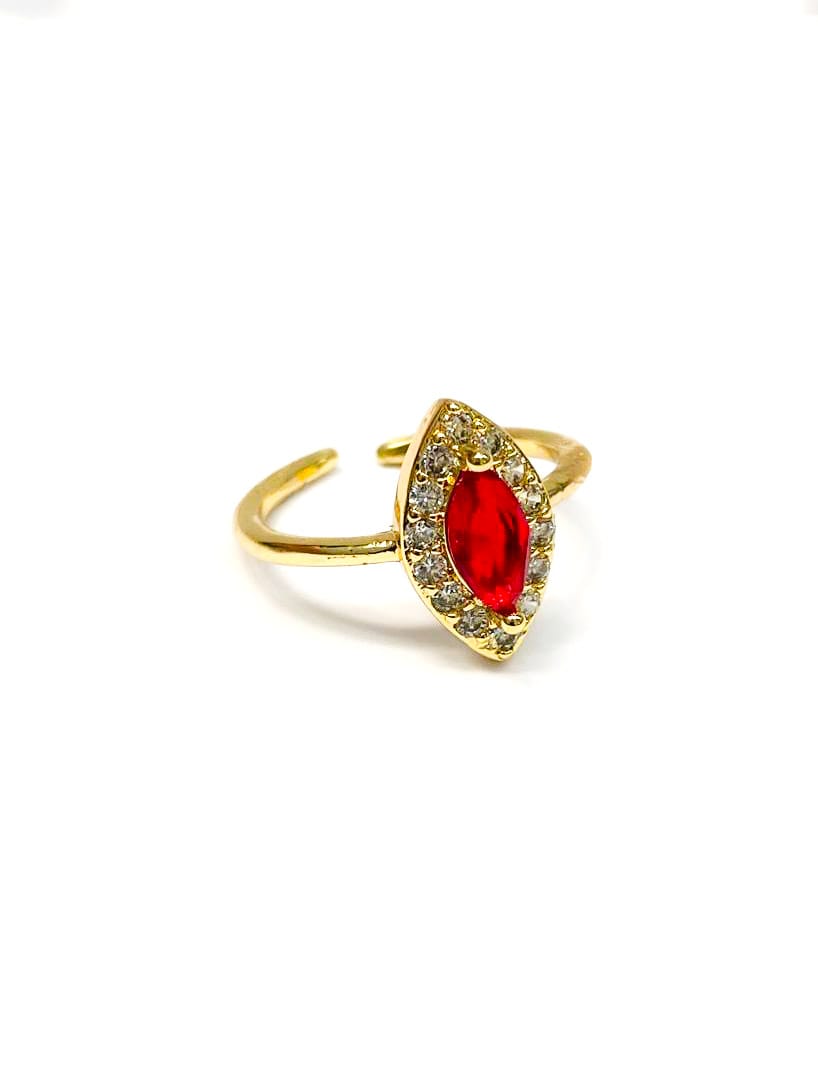 Anillo Dorado Piedra de Colores Ajustable M3 Oro Laminado