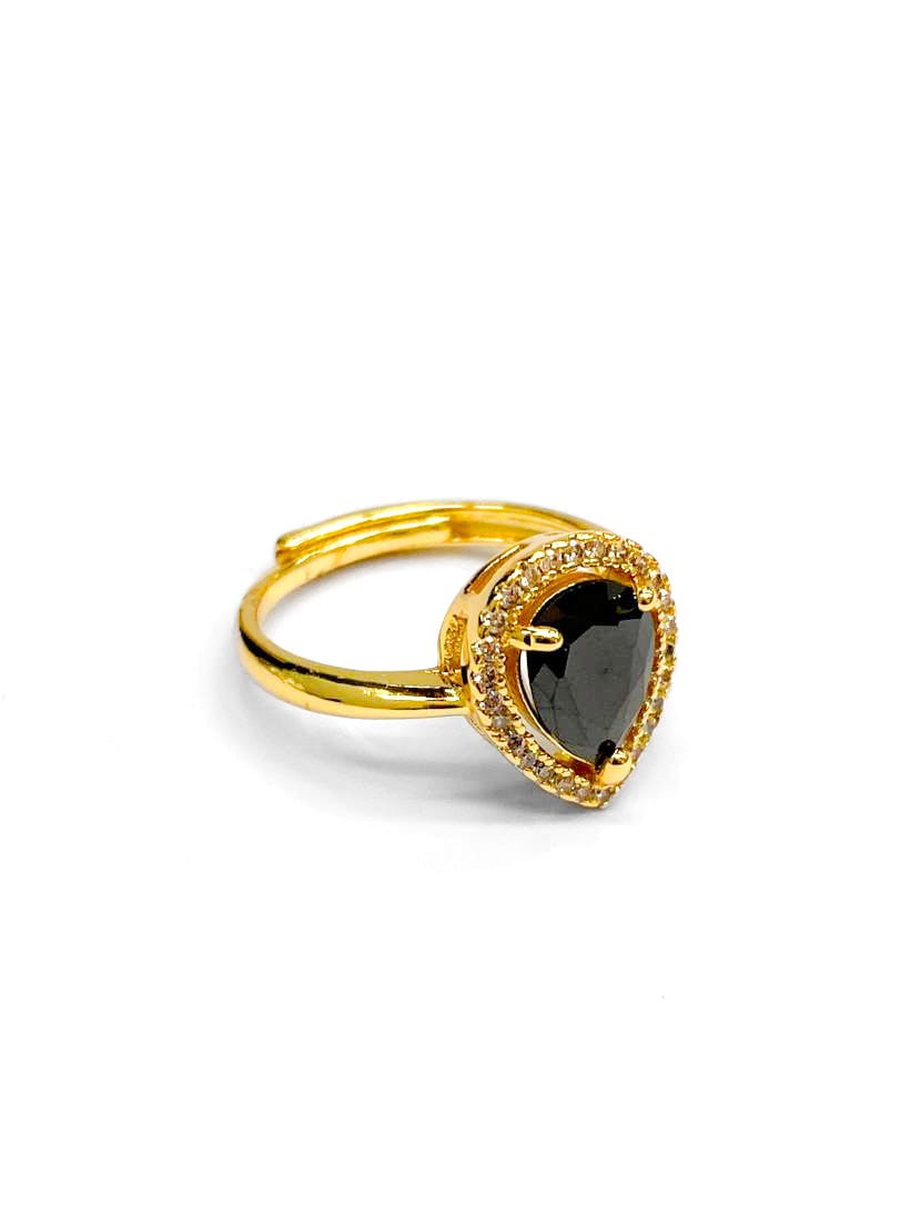 Anillo Dorado Piedra de Colores Corazon Ajustable M13 Oro Laminado