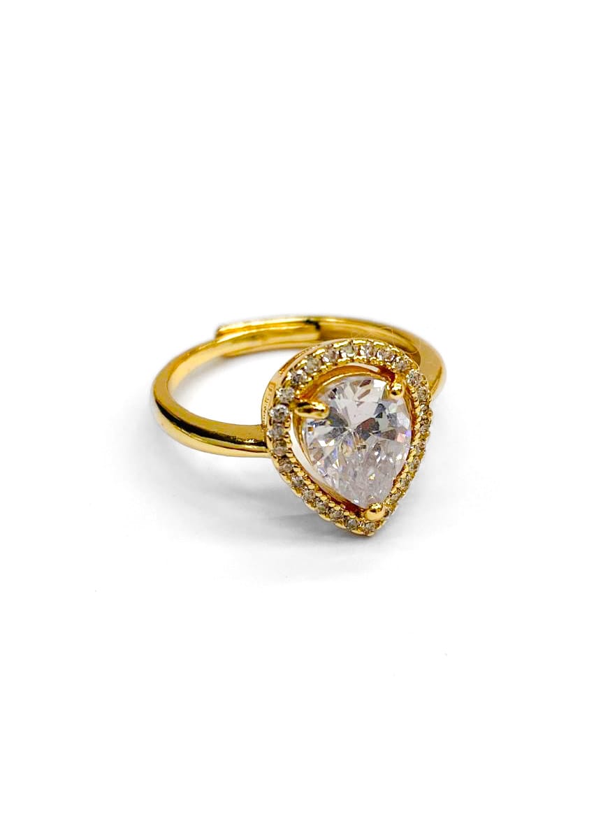 Anillo Dorado Piedra de Colores Corazon Ajustable M13 Oro Laminado