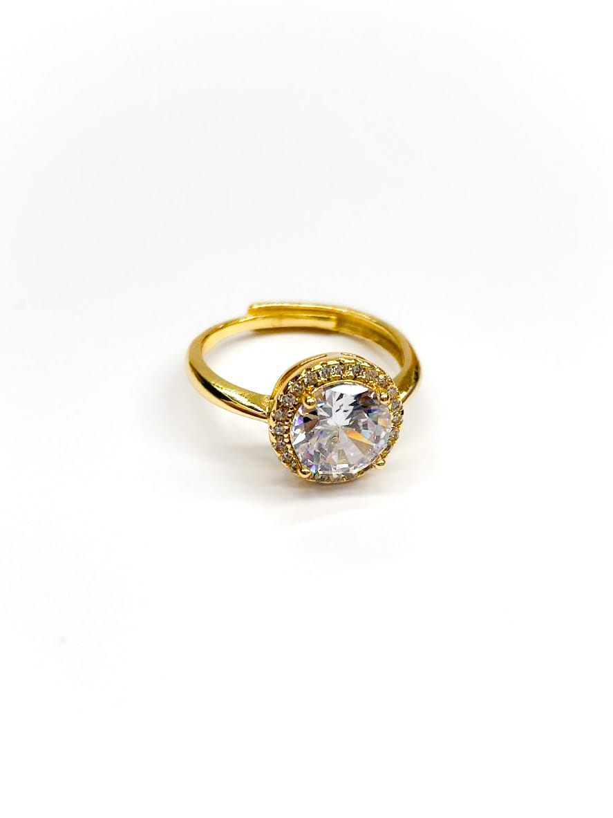Anillo Dorado Piedra de Colores Ajustable Oro Laminado