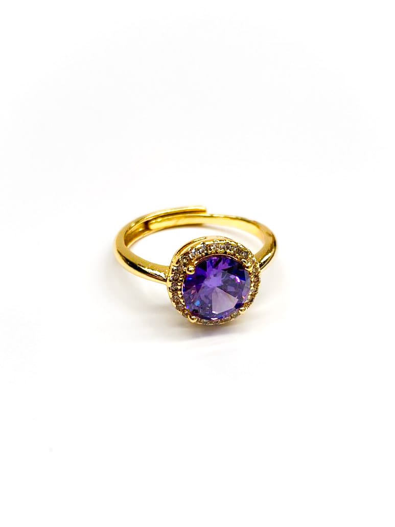 Anillo Dorado Piedra de Colores Ajustable Oro Laminado