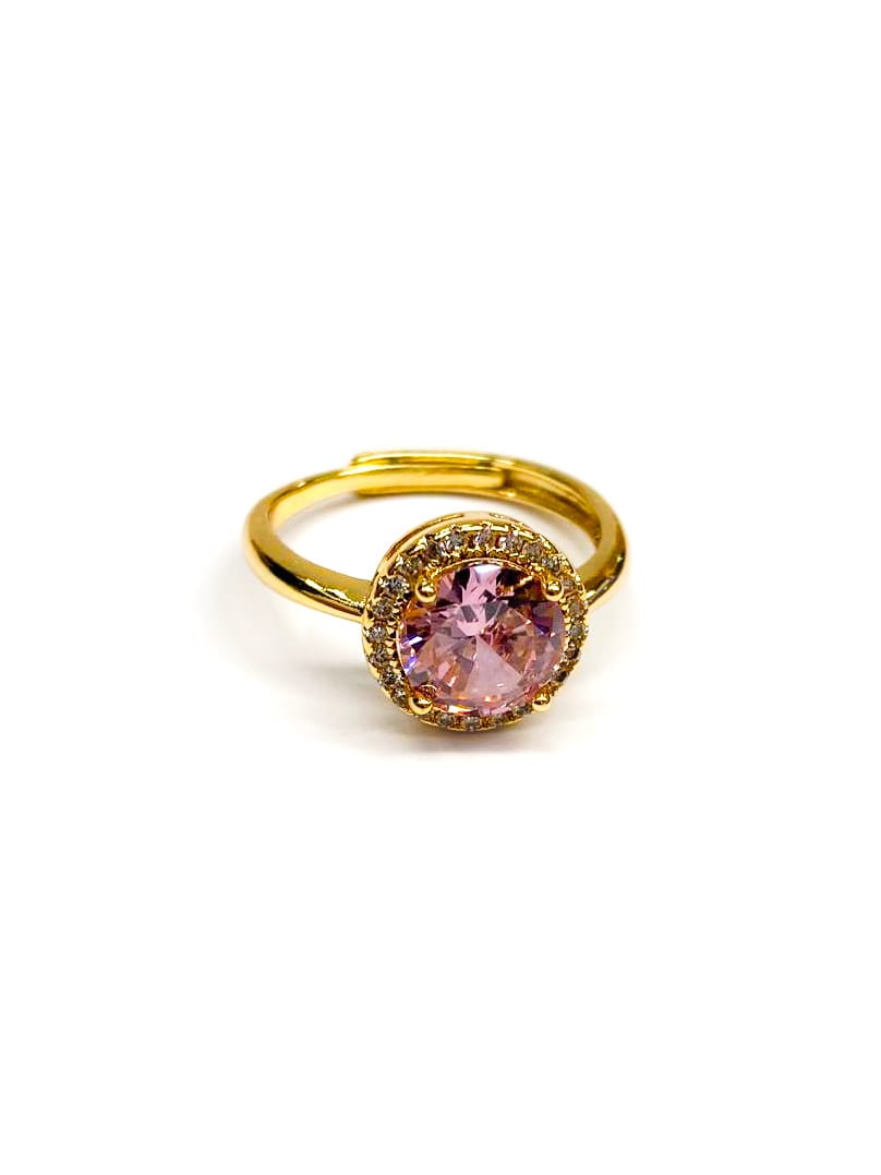 Anillo Dorado Piedra de Colores Ajustable Oro Laminado