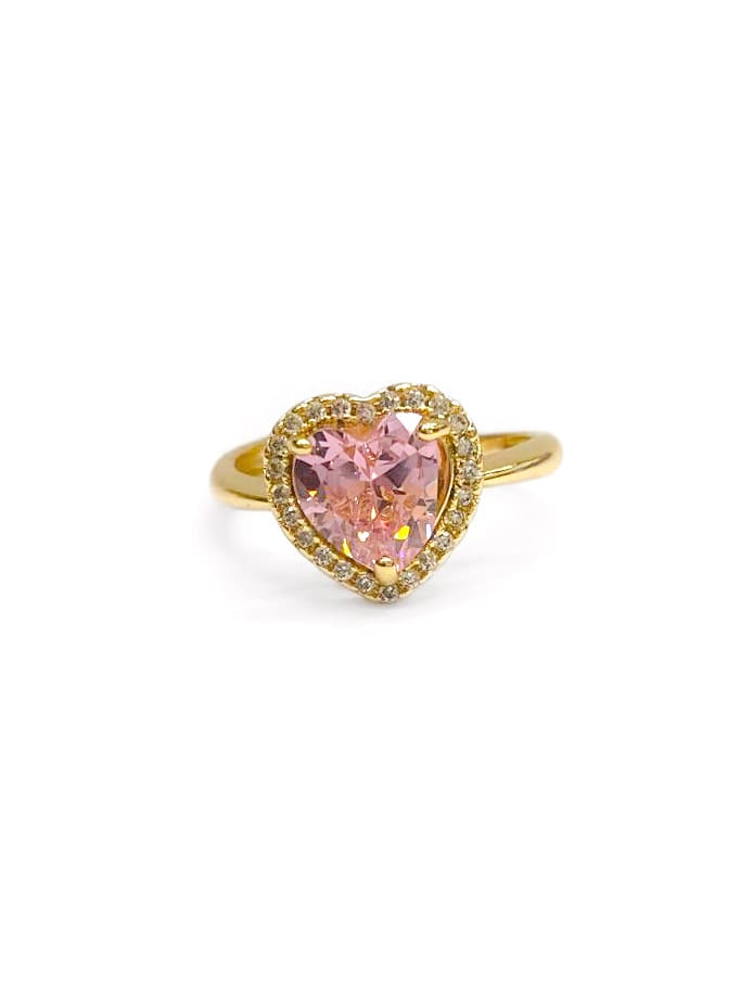 Anillo Dorado Piedra de Colores Ajustable Corazon M4 Oro Laminado