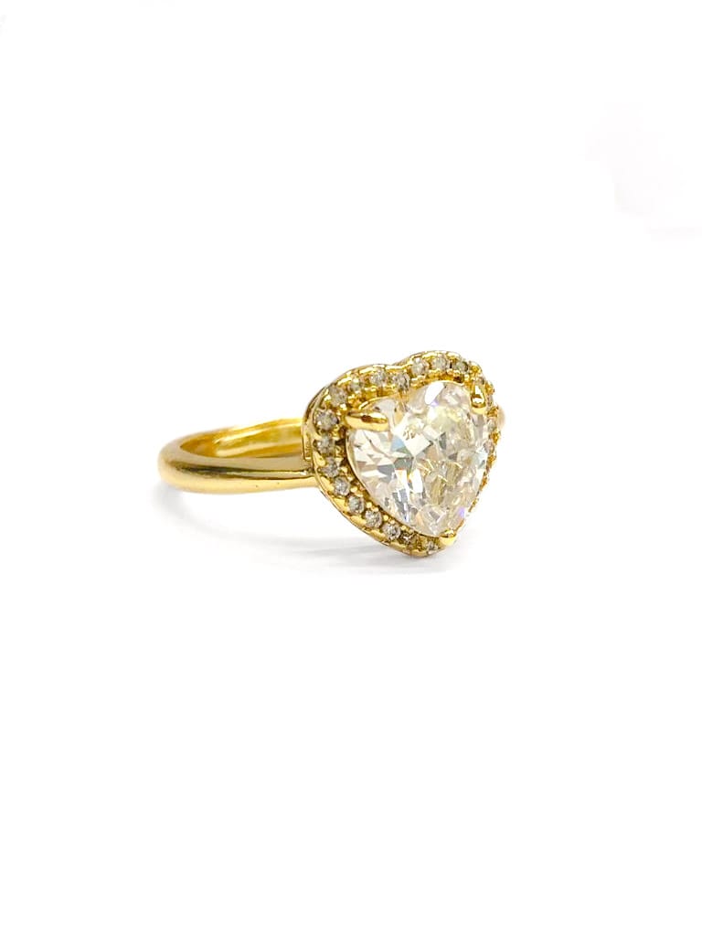 Anillo Dorado Piedra de Colores Ajustable Corazon M4 Oro Laminado