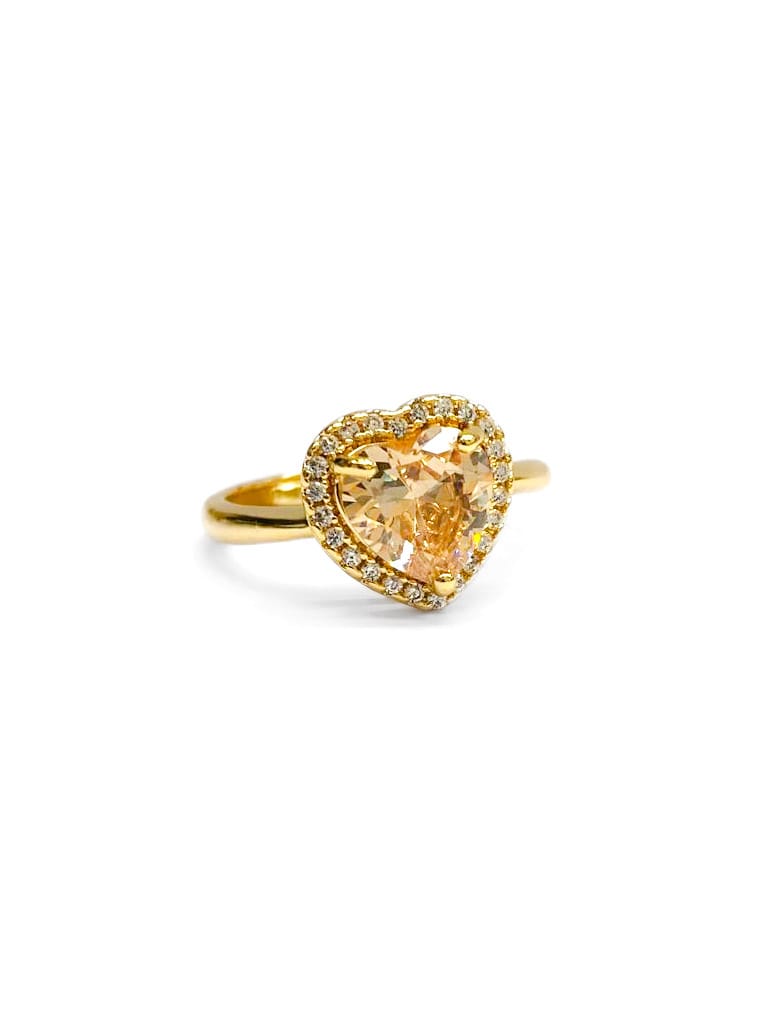 Anillo Dorado Piedra de Colores Ajustable Corazon M4 Oro Laminado