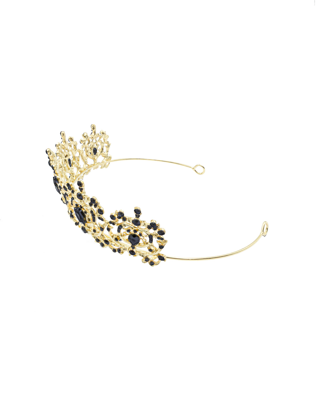 Corona Dorada de Diadema con piedras  - M194 Oro Laminado