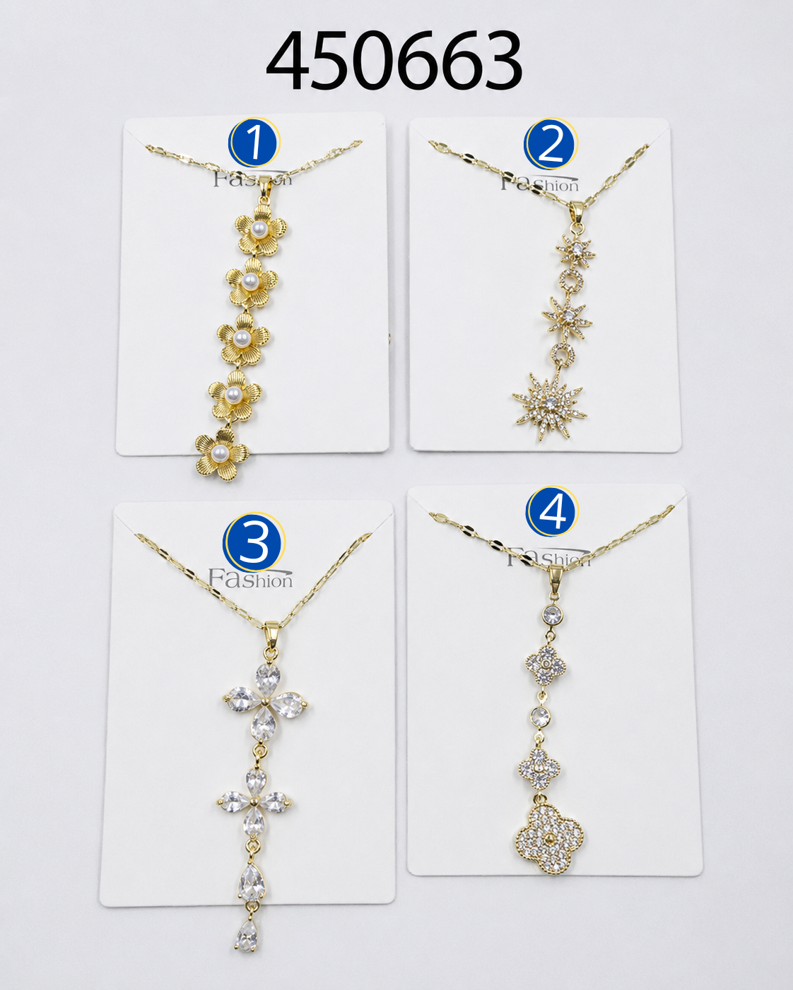 Collares Dorados con Dije largo M3 Oro Laminado