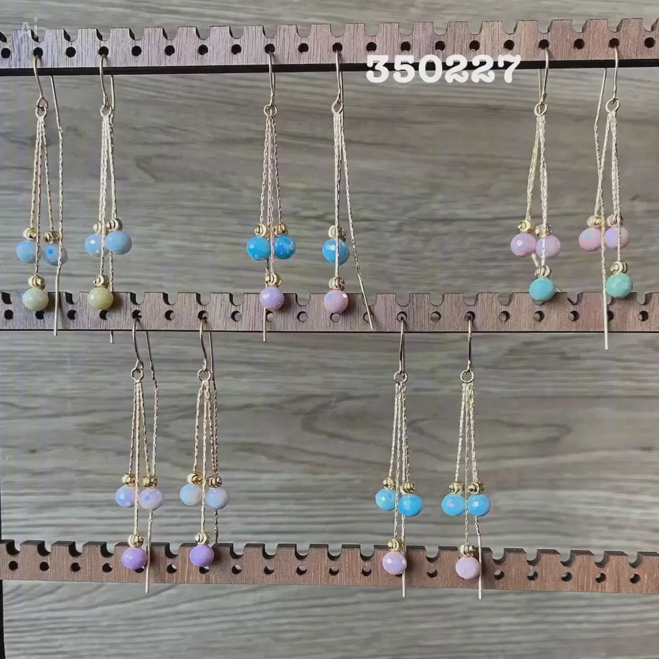 Aretes Largos Dorados de colores M3 Oro Laminado